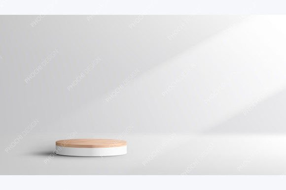 Download 3D Realistic Wood Grain Top White Podium - Realistic wood Collection