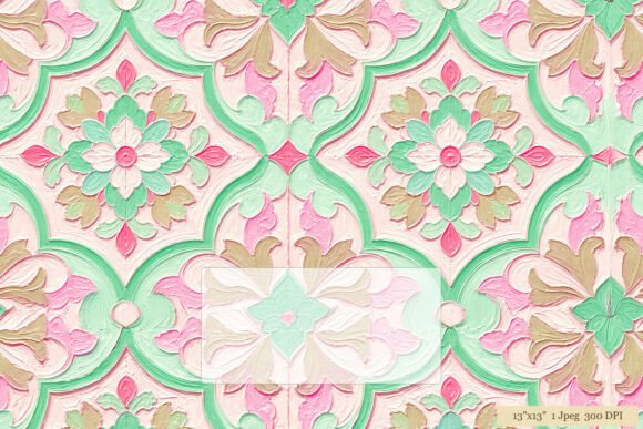 Download Mint Pink Damask Floral Tile Pattern - Tile Collection