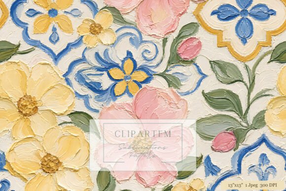 Download Oil Paint Floral Tile Pattern - Tile Collection