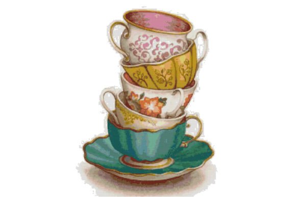 Download Tea Cups Counted Cross Stitch Patterns - Cross stitch patterns Collection