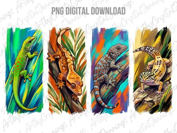 Download Gecko Reptile Watercolor Brushstroke PNG - Tile Collection