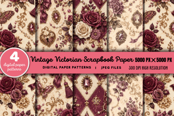 Download Vintage Victorian Scrapbook Pattern 2 - Premium Resources