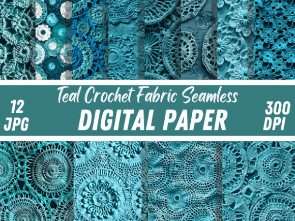 Download Teal Crochet Fabric Textile Set Pattern - Tile Collection