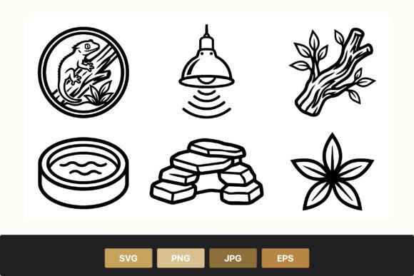 Download Reptile Habitat Icons Black White - Tile Collection