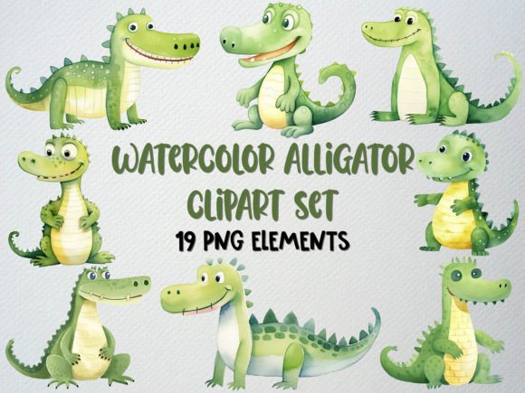 Download Watercolor Alligator Clipart,Reptile PNG - Tile Collection