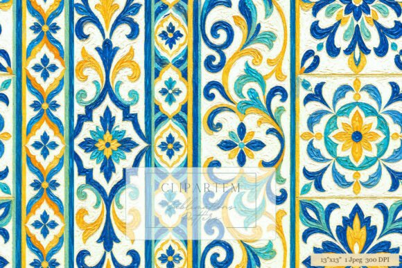 Download Sicilian Majolica Tile Blue Gold Pattern - Tile Collection