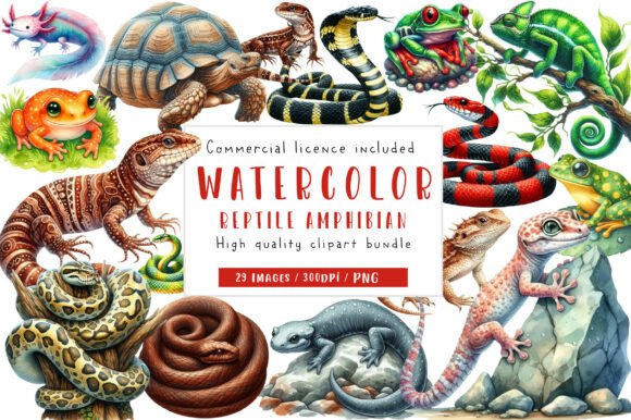 Download Watercolor Reptile Clipart Amphibian - Tile Collection