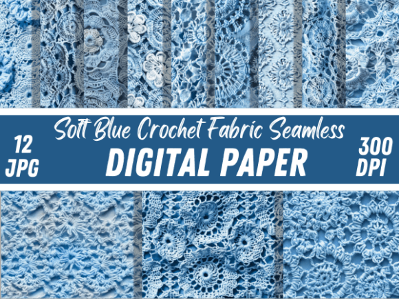 Download Soft Blue Crochet Fabric Textile Pattern - Tile Collection