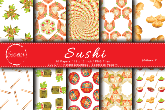 Download Sushi Digital Paper Scrapbook Pattern - Premium Resources