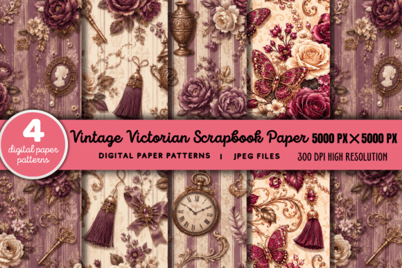 Download Vintage Victorian Scrapbook Pattern 1 - Premium Resources
