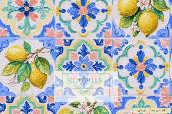 Download Lemon Coastal Tile Sublimation Pattern - Tile Collection